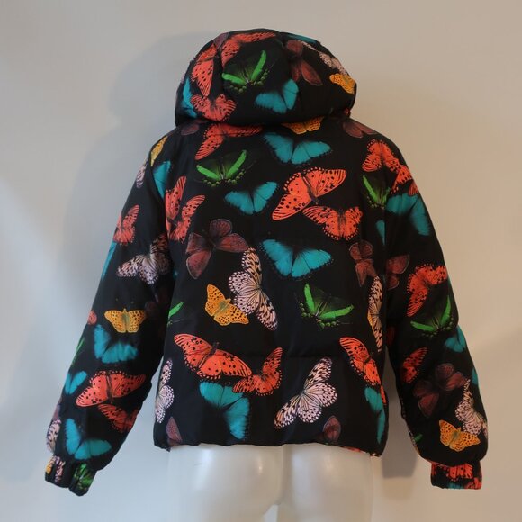 Alice + Olivia Durham Mult Butterfly Floral Down Reversible Puffer Jacket Coat S - Picture 11 of 14